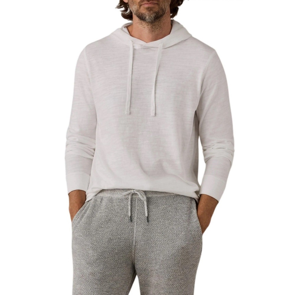 Faherty Sunwashed Organic Cotton Slub Hoodie White Size L Lightweight Coastal